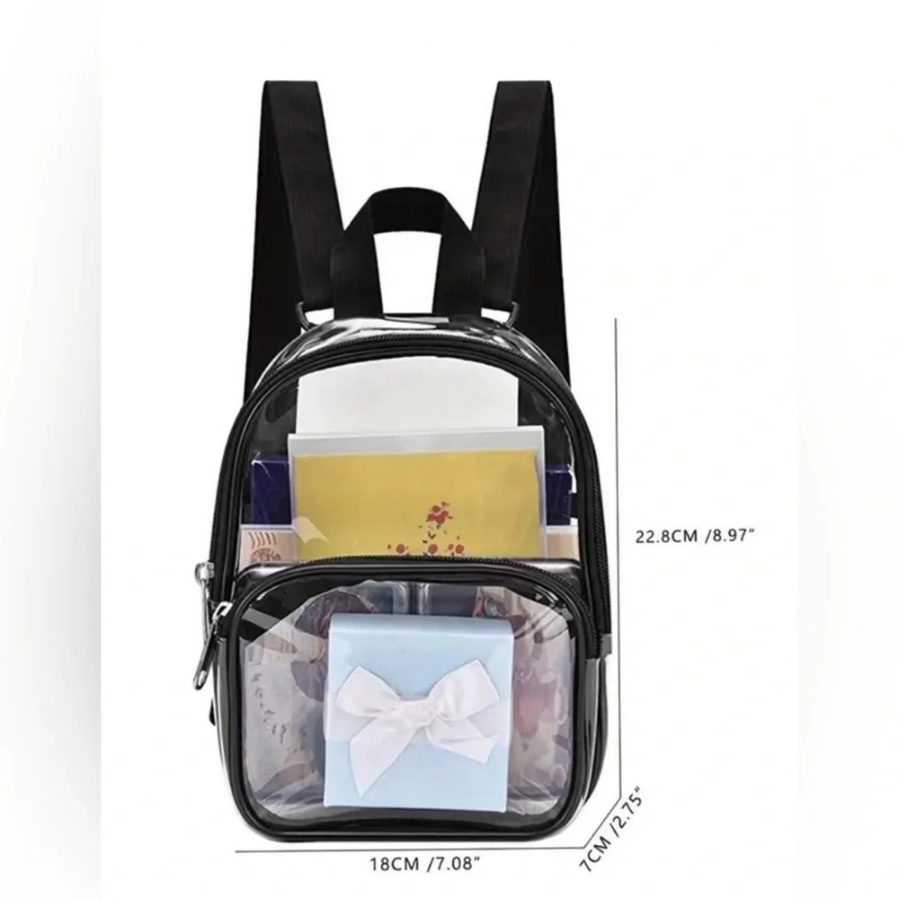 Clear Stadium Backpack Pink Trim Waterproof PVC Concert Game Travel Bag